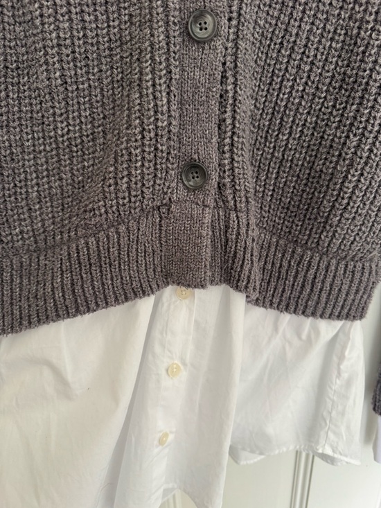 Anthropologie Charcoal Gray Chunky Button-Front Cardigan - Picture 3 of 4